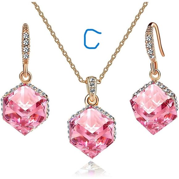 New Colorful Cubic Austrian Crystal Pendant Necklace Earrings for Women … - Picture 6 of 8